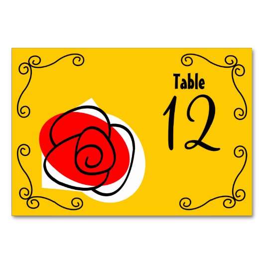 Spanische Rose Sitzecke Tischkartenlandschaft Tischnummer (Vorderseite)