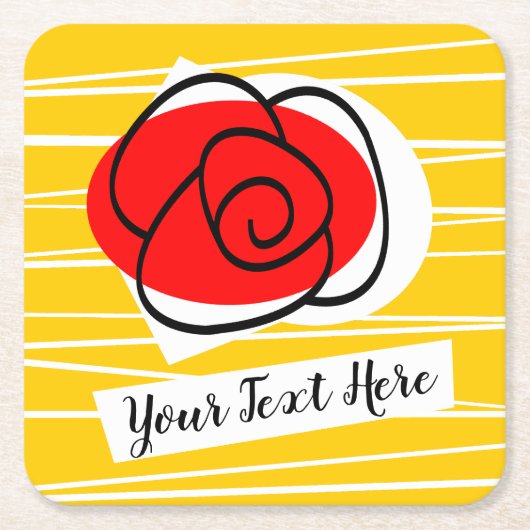 Spanische Rose Text Untersetzer Quadrat (Vorderseite)