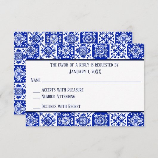 Spanische RSVP-Karten mit mexikanischem Thema RSVP Karte (Vorne/Hinten)