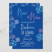 Spanische Schneeflocken Rosa Blauer Geschlecht off Einladung (Vorne/Hinten)