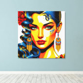 Spanische Schönheit - Pop Farben Portrait Leinwanddruck (Insitu (Holzboden))