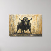 Spanische Schwarze Bulle Acryl Aquarellfarben Canv Leinwanddruck (Vorderseite)