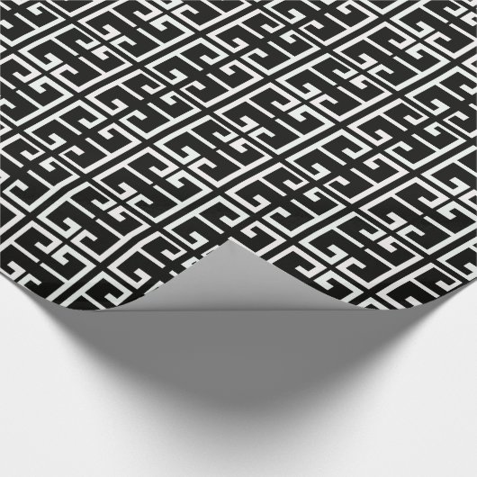 Spanische Schwarzweiss-Fliese Geschenkpapier (Ecke)