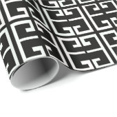 Spanische Schwarzweiss-Fliese Geschenkpapier (Rolleneckpunkt)