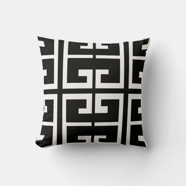 Spanische Schwarzweiss-Fliese Kissen (Vorderseite)