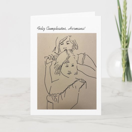 Spanische Schwesterkarte zum Geburtstag Karte (Vorderseite)