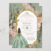 Spanische Seite Green Quinceñera 15 Anos Einladung (Vorne/Hinten)