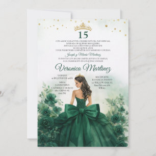 Spanische Smaragdgrüne Floral-Prinzessin-Schleife  Einladung