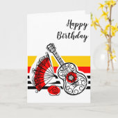 Spanische Souvenirs Classic Stripe Geburtstag Karte (Gelbe Blume)
