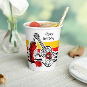 Spanische Souvenirs Classic Stripe Geburtstag Pappbecher