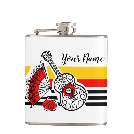 Spanische Souvenirs - Flasche mit klassischem Stri Flachmann (Vorderseite)