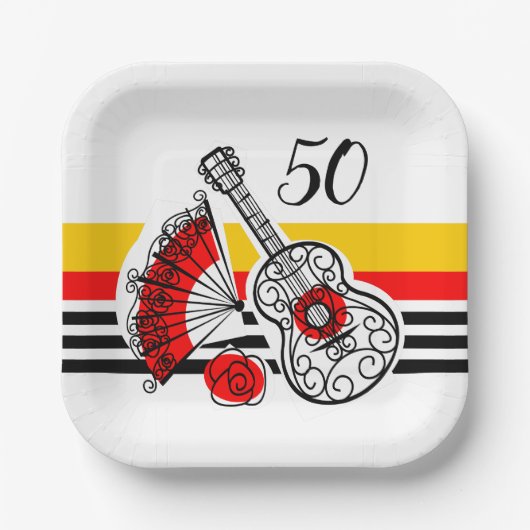 Spanische Souvenirs Klassischer Streifen 50 Jahre  Pappteller (Vorderseite)