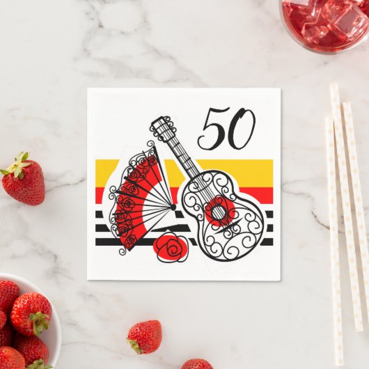 Spanische Souvenirs Klassischer Streifen 50 Jahre Serviette (Beispiel)
