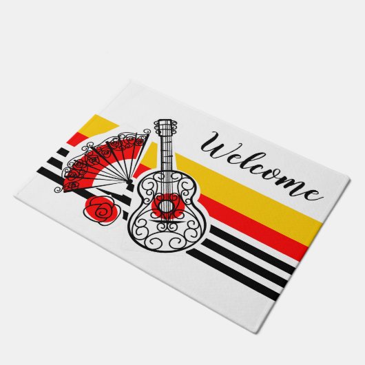 Spanische Souvenirs Klassischer Streifen Begrüßung Fußmatte (Schrägansicht)