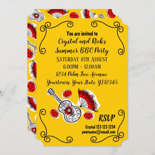 Spanische Souvenirs Multitext Einladung (Vorne/Hinten)