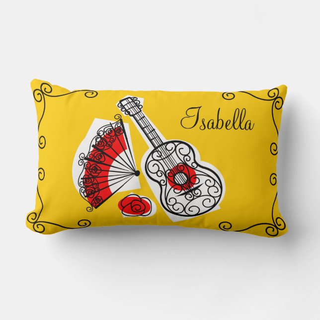 Spanische Souvenirs "Name" Ecken Kissen Lumbalbar (Vorderseite)