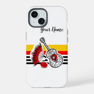 Spanische Souvenirs Stripe Name iPhone Fall 15 Hülle