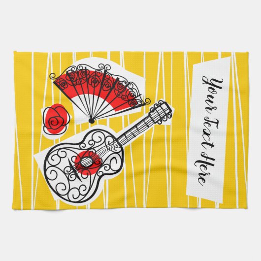 Spanische Souvenirs Text Küchentuch (Horizontal)