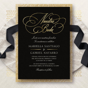 Spanische Sprachkaligrafie Nuestra Boda Hochzeit Folieneinladung