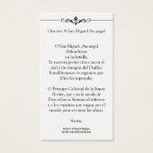 Spanische St. Michael Angels Gebet Heilige Karte (Rückseite)