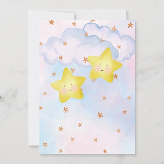 Spanische Stars Pink Blue Twins Baby Dusche Einladung (Rückseite)