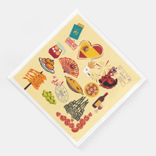 Spanische Symbole für Reisende Serviette (Ecke)