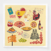 Spanische Symbole für Reisende Serviette (Vorderseite)