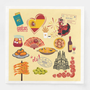 Spanische Symbole für Reisende Serviette