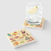 Spanische Symbole für Reisende Steinuntersetzer (Seitenansicht)