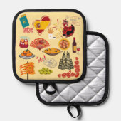 Spanische Symbole für Reisende Topflappen (Vorderseite/Rückseite)