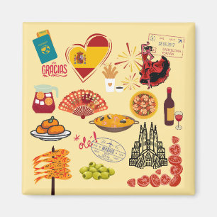 Spanische Symbole Reise Liebhaber Magnet