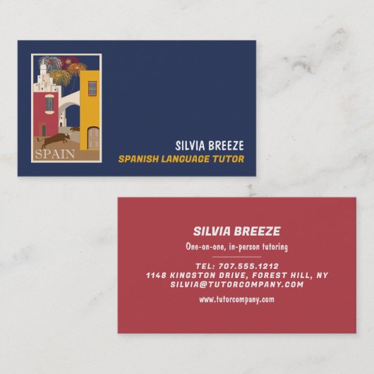 Spanische Szene, Spanischer Sprachlehrer, Lehrer Visitenkarte (Vorne/Hinten)
