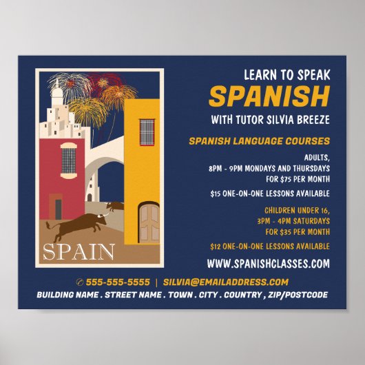 Spanische Szene, Werbung für Spanischkurse Poster (Vorne)