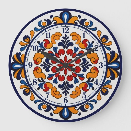 Spanische Talavera-Uhr mit Zahlen Große Wanduhr (Vorderseite)