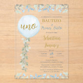 Spanische Taufe Akryllische Einladung mit Balloons (Vorderseite)