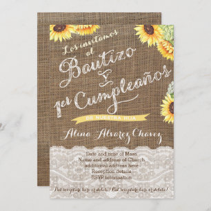 Spanische Taufe & Erster Geburtstag für Latina niñ Einladung