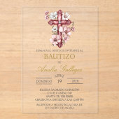 Spanische Taufe für Acrylic Crucifix - Einladung (Vorderseite)