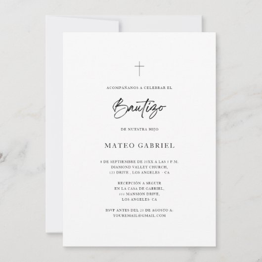 Spanische Taufe Religiöse Bautizo Einladung (Vorderseite)