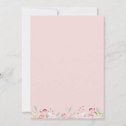 Spanische Taufe Rosa und Minzflorale Einladung (Rückseite)