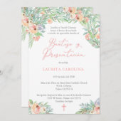 Spanische Taufe und Präsentation für Mädchen Einladung (Vorne/Hinten)