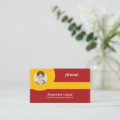 Spanische Teacher-Visitenkarte mit Foto Visitenkarte (Stehend Vorderseite)