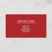 Spanische Teacher-Visitenkarte mit Foto Visitenkarte (Rückseite)