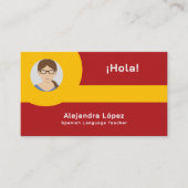 Spanische Teacher-Visitenkarte mit Foto Visitenkarte (Vorderseite)