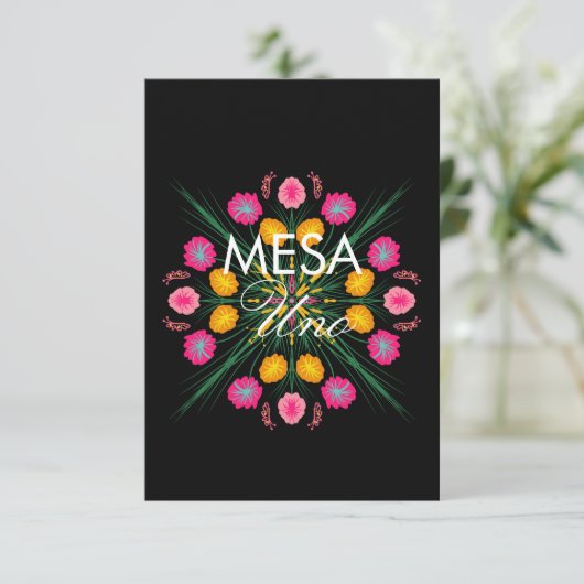 Spanische Tischnummern mit mexikanischer Hand (Stehend Vorderseite)