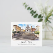 Spanische Treppen Wasserfarbe Rom Italien Curio Postkarte (Stehend Vorderseite)