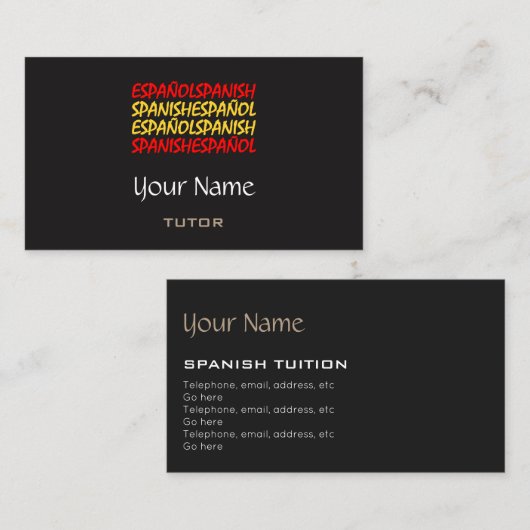 Spanische Tutor-Visitenkarten Visitenkarte (Vorne/Hinten)