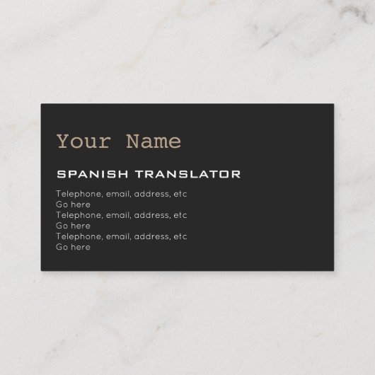 Spanische Übersetzer-oder Interpret-Visitenkarten Visitenkarte (Rückseite)