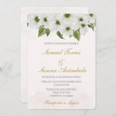 Spanische Vegetation Beige Hochzeitsfeier Einladung (Vorne/Hinten)