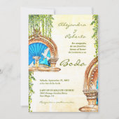 Spanische Wasserfarbe Alte Mexikanische Brunnen Ho Einladung (Vorderseite)