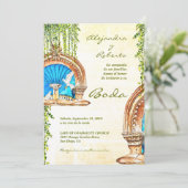 Spanische Wasserfarbe Alte Mexikanische Brunnen Ho Einladung (Stehend Vorderseite)